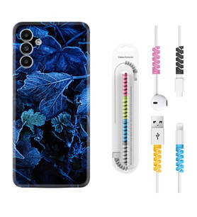 Samsung A23 A31 A32 A50 A51 A52 A53 A70 Kılıf Kablo Koruma Spiral Silikon Blue Foid 1628