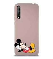 Huawei P Smart S Soft Premier Kapak Mickey Mouse-F Tasarımlı Silikon Kılıf - Pudra (Şeffaf)