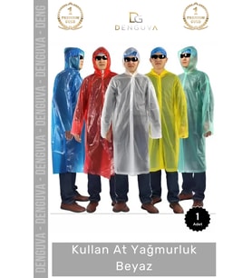 #Yağmurluk Su Geçirmez Kapüşonlu Polietilen Dayanıklı Pratik Hafif Kullan At Yağmurluk Beyaz