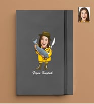 Kişiye Özel Balıkçı Kadın Model 13x21 Gri Defter-46