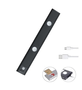 Siyah Sensörlü, Mıknatıslı -3 Işık Renkli / USB Şarjlı Armatür (Günışığı)