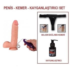 LilituShop 21 cm Belden Bağlamalı Titreşimli Realistik Dildo Penis Set