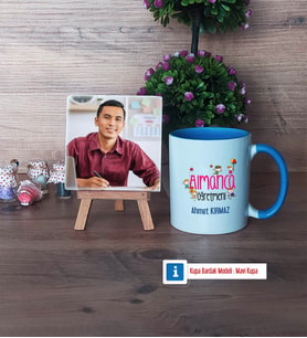 Almanca Öğretmeni Fotoğraflı Dekoratif Taş, Kupa Bardak Beyaz Hediye (Model 4)
