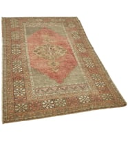 Kırmızı Halı Vintage Tarzı Geometrik Motifli El Dokuma Salon Halısı Mat Doku Eskitme