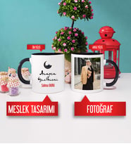 Arapça Öğretmenine Hediye Arapça Öğretmeni Kupa Bardak Siyah Fotoğraflı
