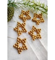 Stars - 5 Adet PArlak Gold Yıldız Dekoratif Süs - Kapı Süsü - Yılbaşı Süsü - 