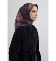 Armine Tivil Saf İpek Eşarp 9419 - 32 Mor Karışık Desen