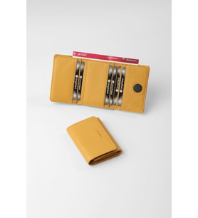 Cengiz Pakel Hakiki Deri Gizli Mıknatıs Detaylı Unisex Cüzdan - 13708 - Hardal/Kahve