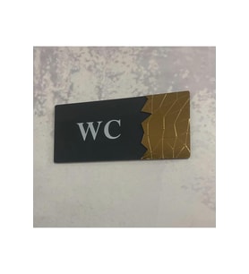 Dekoratif Aynalı Kapı Tabelası Pleksi- Wc Tabelası Gold