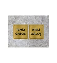 TEMİZ GALOŞ KİRLİ GALOŞ METAL YAZI GOLD RENK ARKASI YAPIŞKANLI (10cm X 10cm)