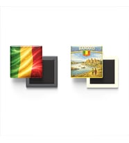 Buzdolap Magnetleri - Mali Bayrağı ve Bamako Retro Tema - 2'li Set Magneti