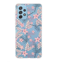 Samsung Galaxy A72 Uyumlu Kapak Floral Kırmızı Tasarımlı Şeffaf Silikon Kılıf