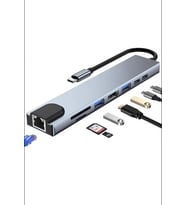 Shaza SF6001/Gr 8 in1 Usb Type-C Hub Port Hdmi Usb Ethernet Pd Girişli Adaptör Mavi