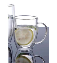 Perotti Çift Cidarlı Cam Kulplu Bardak 350 ml Kupa 12475