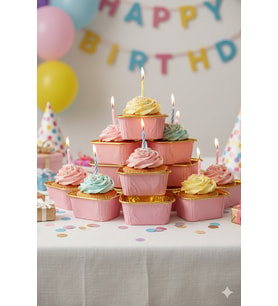 Pembe Cupcake Kapsülü İçi Metalize Gold 25'li - Pasta ve Kek Sunum Kapsülü