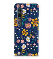 Xiaomi Mi Note 10 Pro Uyumlu Lansman Kılıf Çiçek Tasarımlı İçi Kadife Kapak-Lacivert (Lacivert)