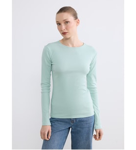 LCWAIKIKI Basic Yeşil Bisiklet Yaka Kadın Body