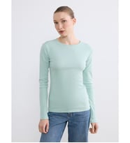 LCWAIKIKI Basic Yeşil Bisiklet Yaka Kadın Body