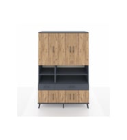 Hyperion Dolap 8 Raflı 2 Çekmeceli 6 Kapaklı 132x44x195 Antrasit-Çam/Antrasit