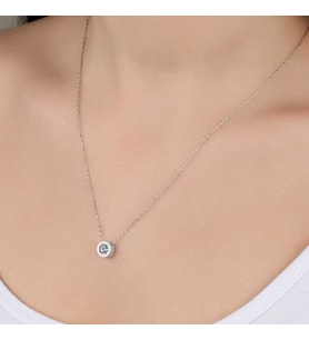 Ucarticaret S-warovski Taşlı Gümüş Çember Tektaş Bayan Kolye