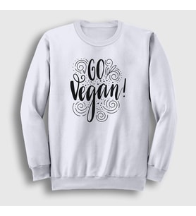 Presmono Unisex Beyaz Go Vegan Vegetarian Vejetaryen Sweatshirt 542813tt (Beyaz)