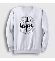 Presmono Unisex Beyaz Go Vegan Vegetarian Vejetaryen Sweatshirt 542813tt (Beyaz)