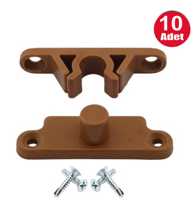 Pvc Kapı Pencere Sineklik Kahve Plastik Çıt Çıt Kilit Menteşe Büyük Boy 5cm -10 Adet