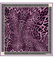 Leopar Desen Black Seri Twill Eşarp Eşarp Askısı ile Birlikte 90x90 cm Fuşya Siy