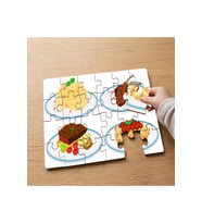Ana Yemek Çeşitleri Tasarımlı 24 Parça Ahşap Çocuk Puzzle MPK0433