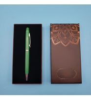 Mandala Desenli Kutulu Yeşil Touchpen Tükenmez Kalem