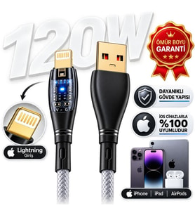 ScHitec 6A 120W UsbA to Lightning 1Metre Hızlı Data ve Şarj Kablosu Beyaz YK233B