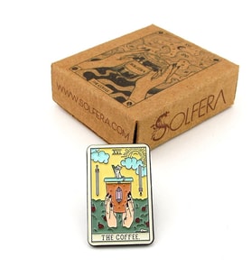Tarot Kartı Şeklinde The Coffee Kahve Latte Çanta Süsü Metal Rozet RX037
