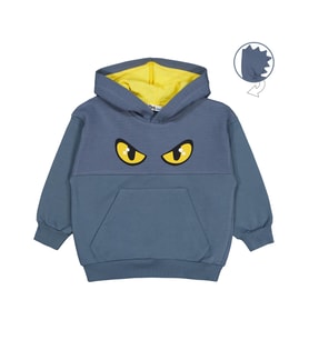 Civil Boys Göz Baskılı Kapşonlu 2-5 Yaş Sweatshirt - Gri
