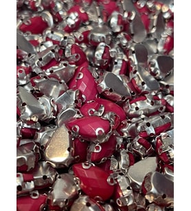 1 cm 2 mm KOYU PEMBE KASALI DİKME DAMLA TAŞ BONCUK (50 ADET)