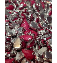 1 cm 2 mm KOYU PEMBE KASALI DİKME DAMLA TAŞ BONCUK (50 ADET)