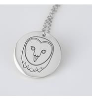 Gümüş  Baykuş Disk Kolye