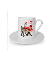 Yılbaşı Noel Temalı Baskılı Beyaz Türk Kahvesi Fincanı