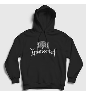 Presmono Unisex Siyah Logo V2 Immortal Kapüşonlu Sweatshirt 151070tt