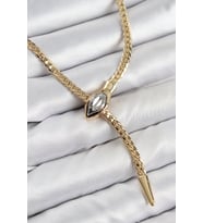 Pirinç Asansörlü Yılan Model Gold Renk Kadın Kolye