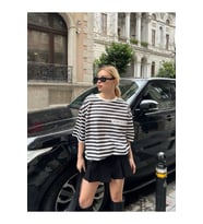 Stone Island Baskılı Oversize T-shirt Çizgili (ATLANTİK-SOHO ANTRASİT)