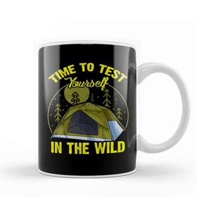 Cute Time To Test Yourself In The Wild Tent Outdoor Camping Kupa Bardak Porselen