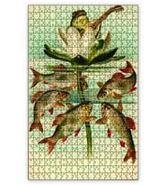 Cakapuzzle Çiçek Üstünde Kurbağa Balıklar Fantazi Puzzle Yapboz MDF (Ahşap) (120 Parça)