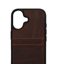 Retro Kartlıklı Premium Deri Kılıf iPhone 17 Antik Kahve