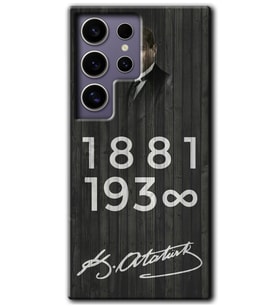 Galaxy S24 Ultra Kılıf HD Desen Baskılı Kılıf - Atatürk Ahşap İmza