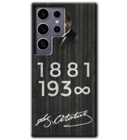 Galaxy S24 Ultra Kılıf HD Desen Baskılı Kılıf - Atatürk Ahşap İmza