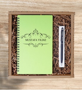 Kişiye Özel İsimli Defter Kalem Seti 02 (Beyaz)