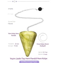 Sertifikalı Yeşim Taşı Pandül Sarkaç Hem Pandül - Hem Kolye (Çok Renkli)