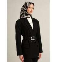 Armine Tivil İpek Eşarp 9325 - 80 Siyah Karışık Desen