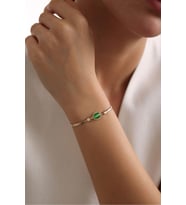 Yeşil Taşlı Ovalle İtalyan Tasarım Ezme Bileklik