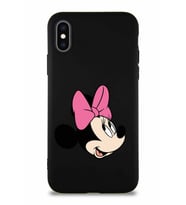 Apple iPhone X Soft Premier Kapak Minnie Mouse-A Tasarımlı Silikon Kılıf - Siyah (Şeffaf)